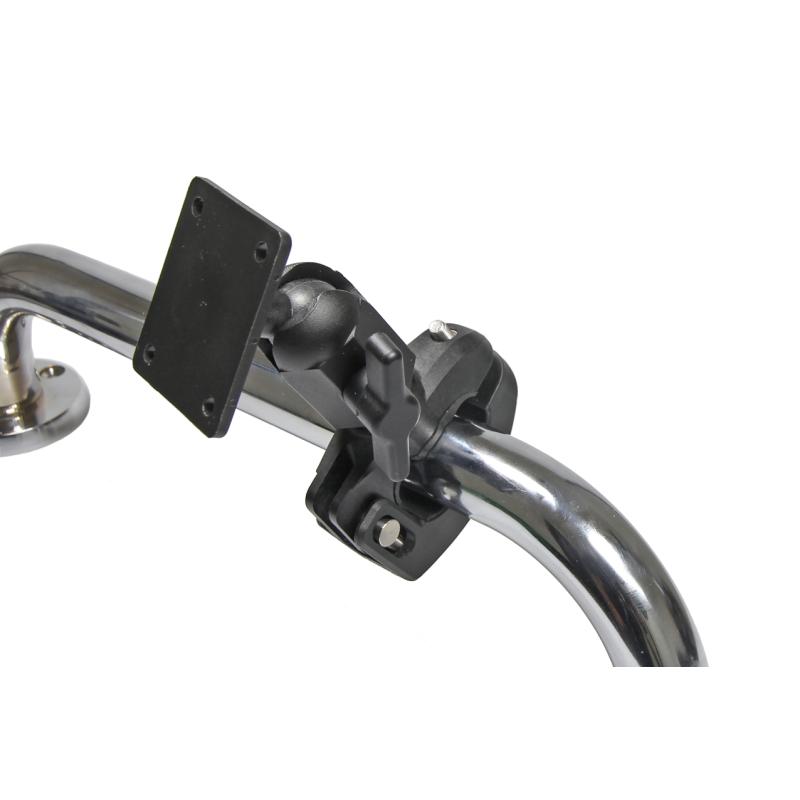 Pipe Mount / Bar Grip, schwenkbare Kopfplatte, 50x42 mm, f&uuml;r runde Rohre 22-31 mm, AMPS-L&ouml;cher